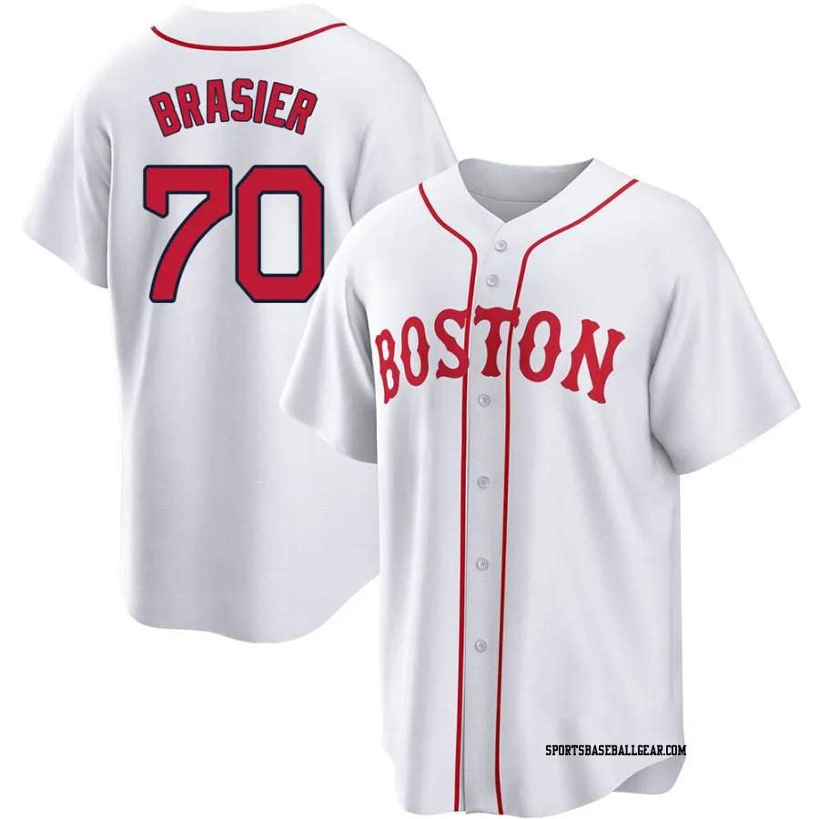 Ryan Brasier Youth Boston Red Sox White Replica 2021 Patriots' Day Jersey