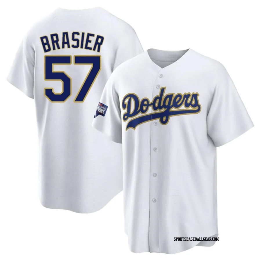 Ryan Brasier Youth Los Angeles Dodgers White/Gold Replica 2021 Gold Program Player Jersey