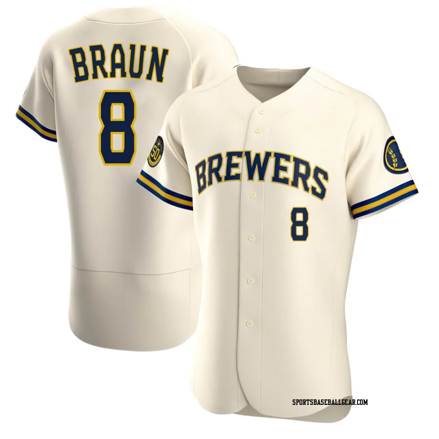 Ryan Braun Men's Milwaukee Brewers Cream Authentic Home Jersey