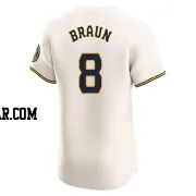 Ryan Braun Men's Milwaukee Brewers Cream Elite Home Jersey