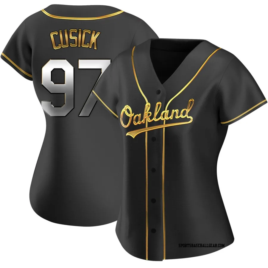 Ryan Cusick Women's Oakland Athletics Black Golden Replica Alternate Jersey