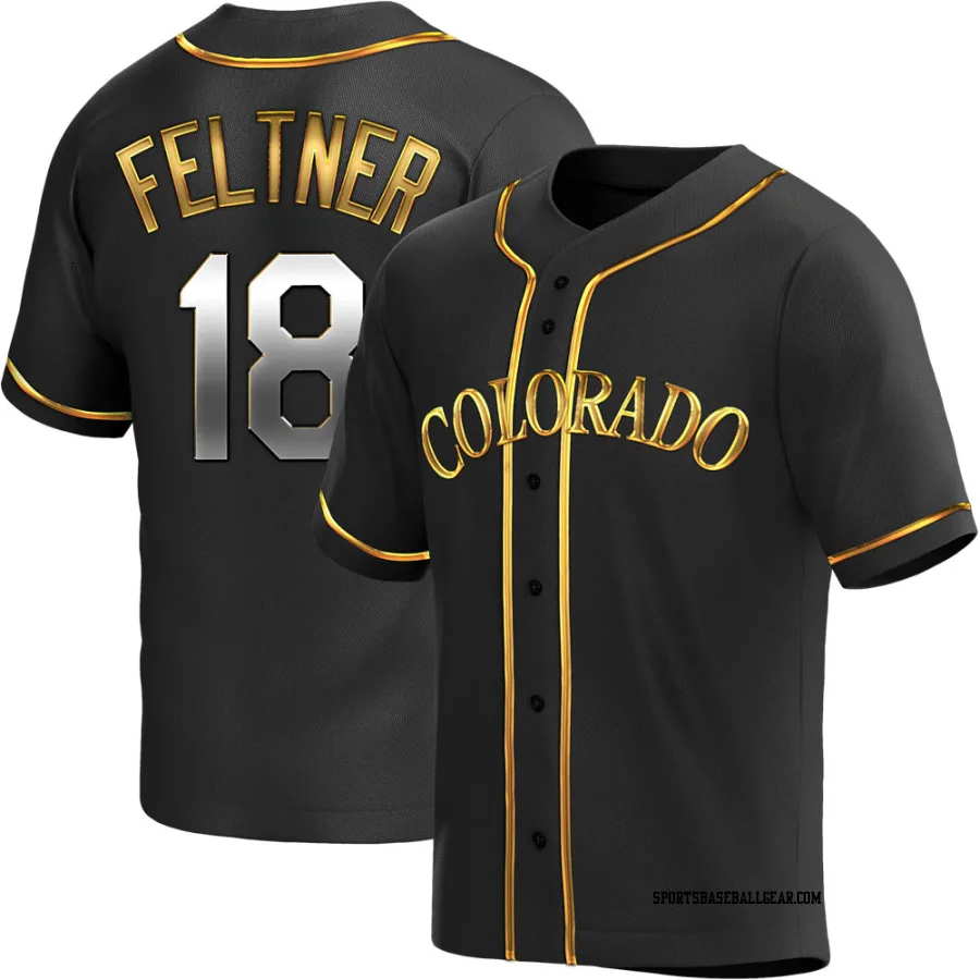 Ryan Feltner Men's Colorado Rockies Black Golden Replica Alternate Jersey