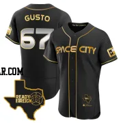 Ryan Gusto Men's Houston Astros Black/Gold Authentic 2023 Space City Ready 2 Reign Flex Base Jersey