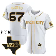 Ryan Gusto Men's Houston Astros White/Gold Authentic 2023 Space City Ready 2 Reign Flex Base Jersey