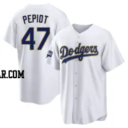 Ryan Pepiot Men's Los Angeles Dodgers White/Gold Replica 2021 Gold Program Player Jersey