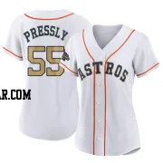 Ryan Pressly Women's Houston Astros Gold Authentic White 2023 Collection Jersey