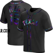 Ryan Rua Men's Texas Rangers Black Holographic Replica Alternate Jersey