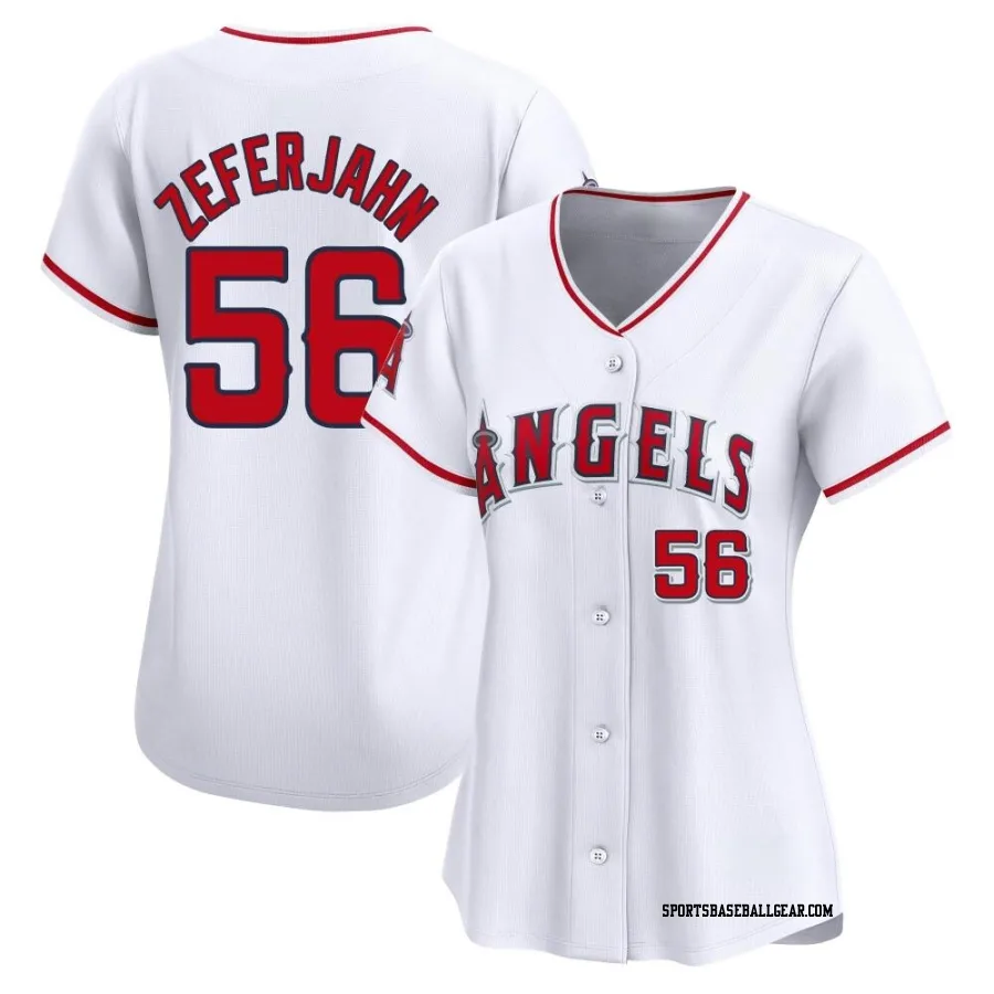 Ryan Zeferjahn Women's Los Angeles Angels White Limited Home Jersey