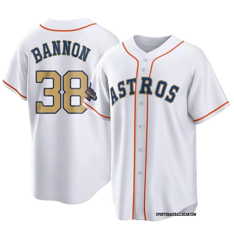 Rylan Bannon Men's Houston Astros Gold Replica White 2023 Collection Jersey