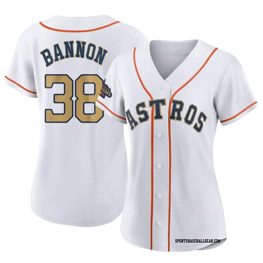 Rylan Bannon Women's Houston Astros Gold Authentic White 2023 Collection Jersey