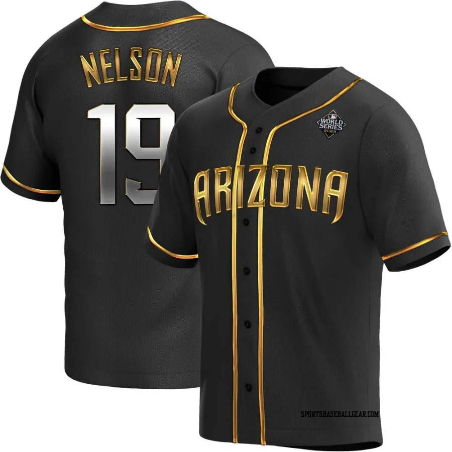 Ryne Nelson Youth Arizona Diamondbacks Black Golden Replica Alternate 2023 World Series Jersey