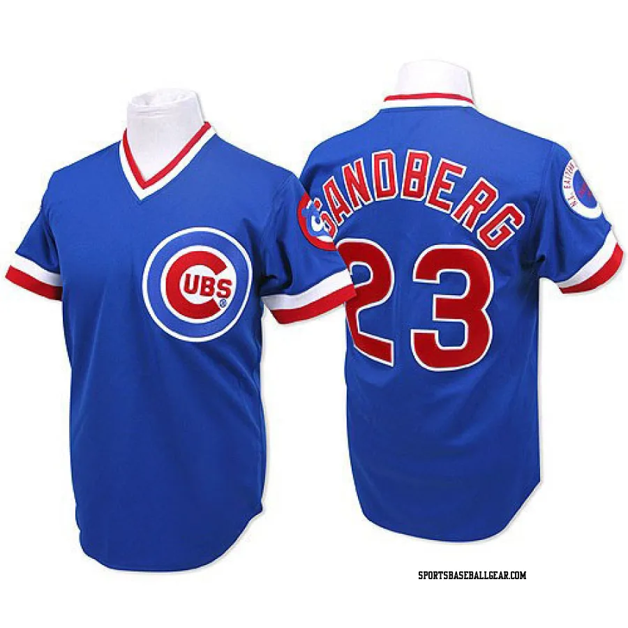 Ryne Sandberg Men's Chicago Cubs Blue Replica Throwback Jersey