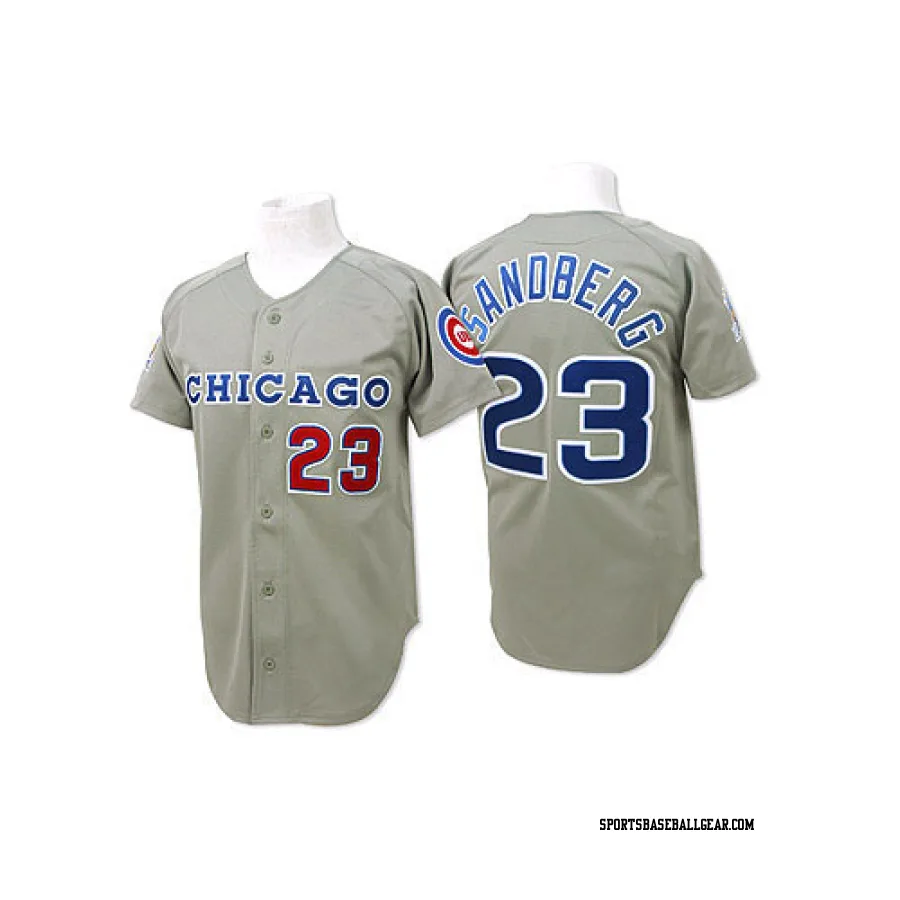 Ryne Sandberg Men's Chicago Cubs Grey Replica Throwback Jersey