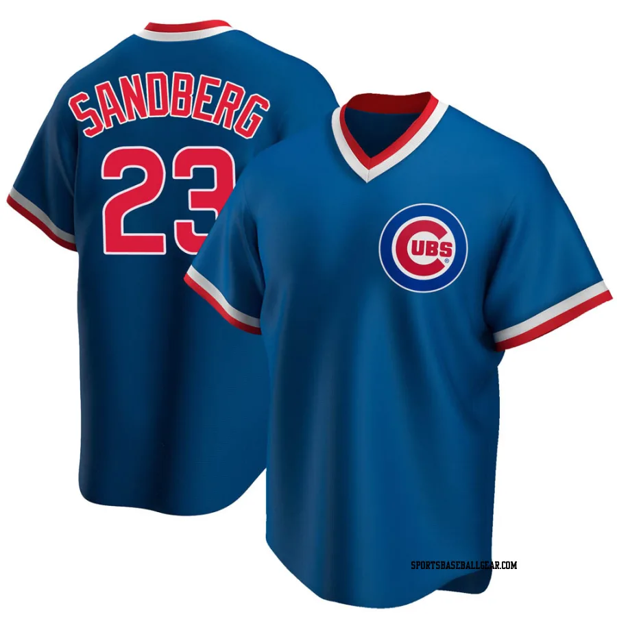 Ryne Sandberg Men's Chicago Cubs Royal Replica Road Cooperstown Collection Jersey