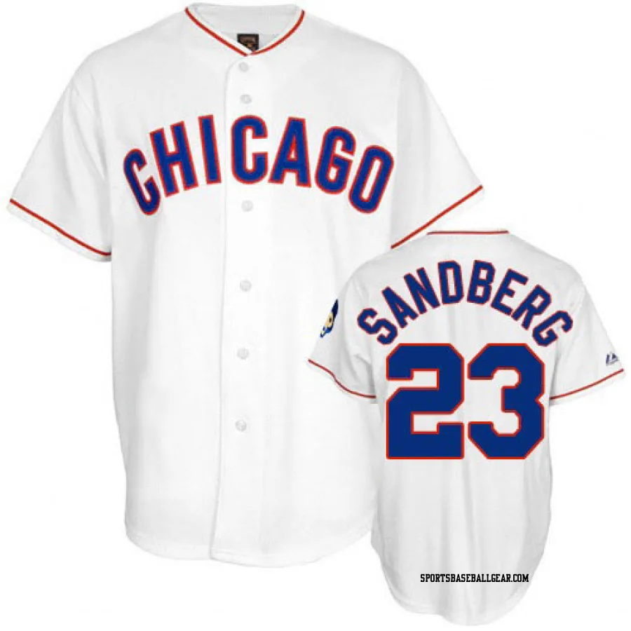 Ryne Sandberg Men's Chicago Cubs White Authentic 1988 Throwback Jersey