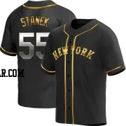 Ryne Stanek Men's New York Mets Black Golden Replica Alternate Jersey