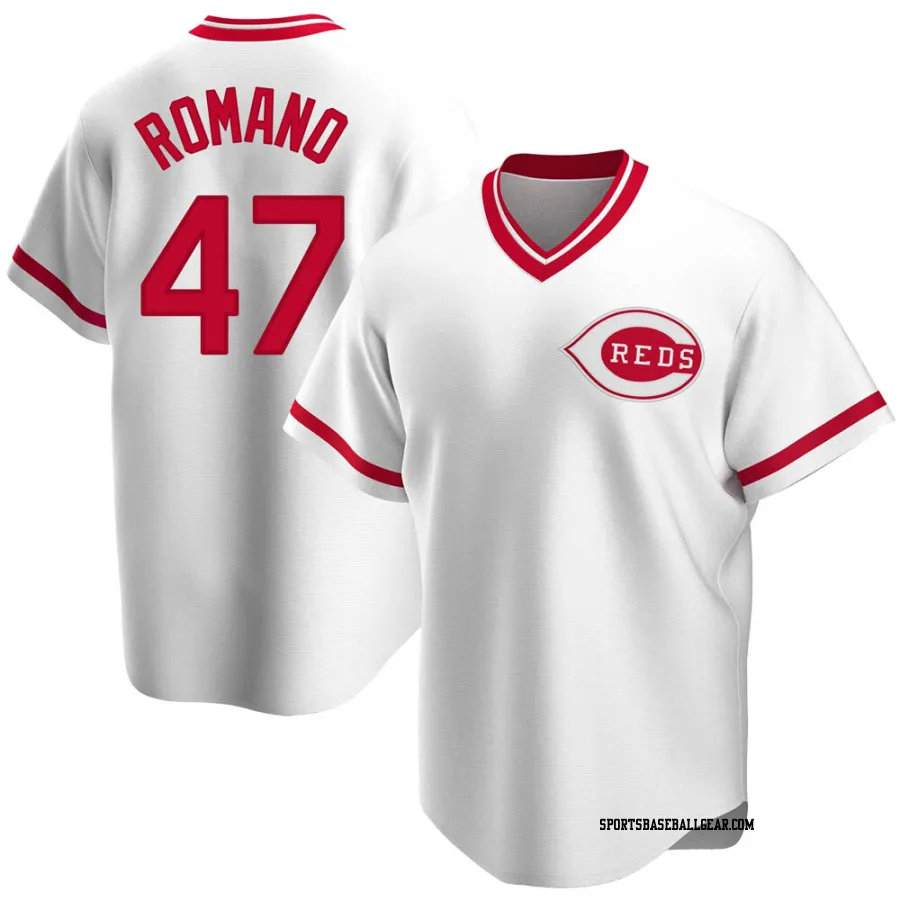 Sal Romano Men's Cincinnati Reds White Replica Home Cooperstown Collection Jersey