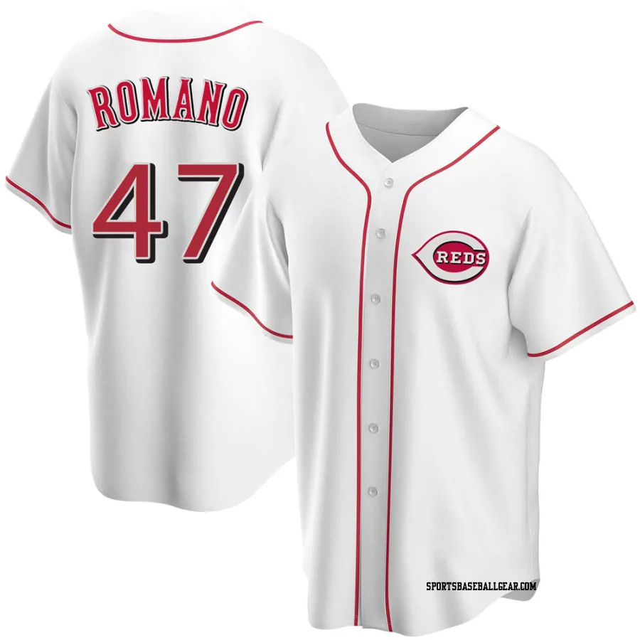 Sal Romano Men's Cincinnati Reds White Replica Home Jersey