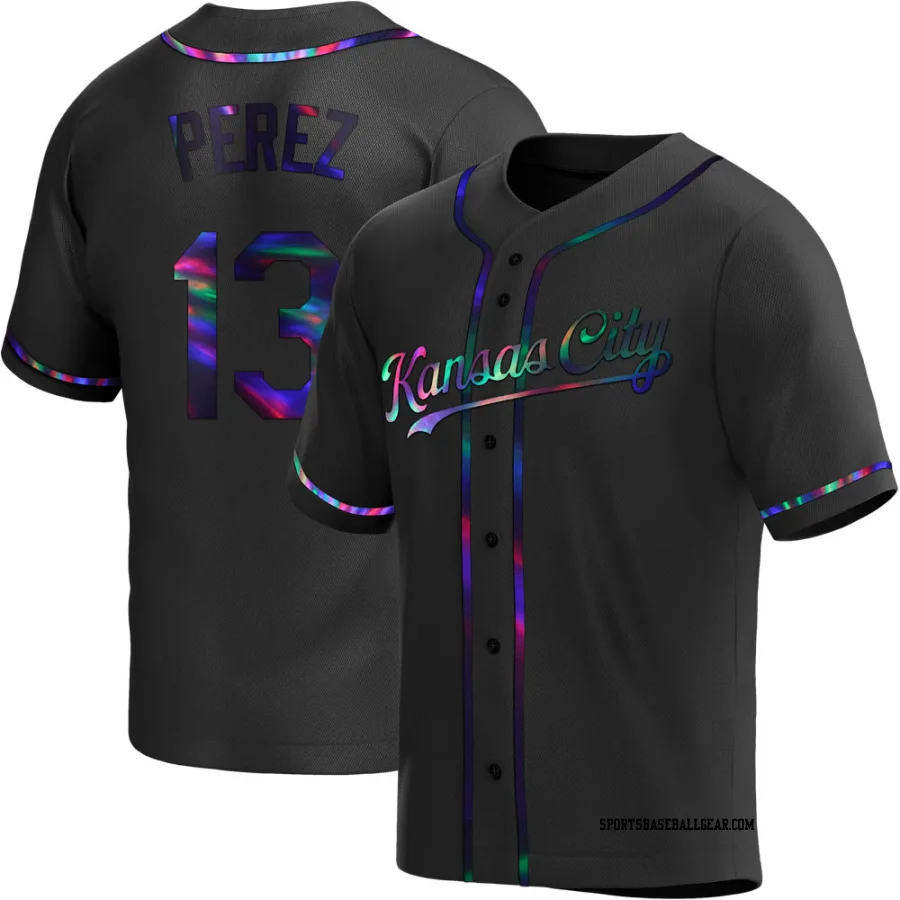 Salvador Perez Men's Kansas City Royals Black Holographic Replica Alternate Jersey