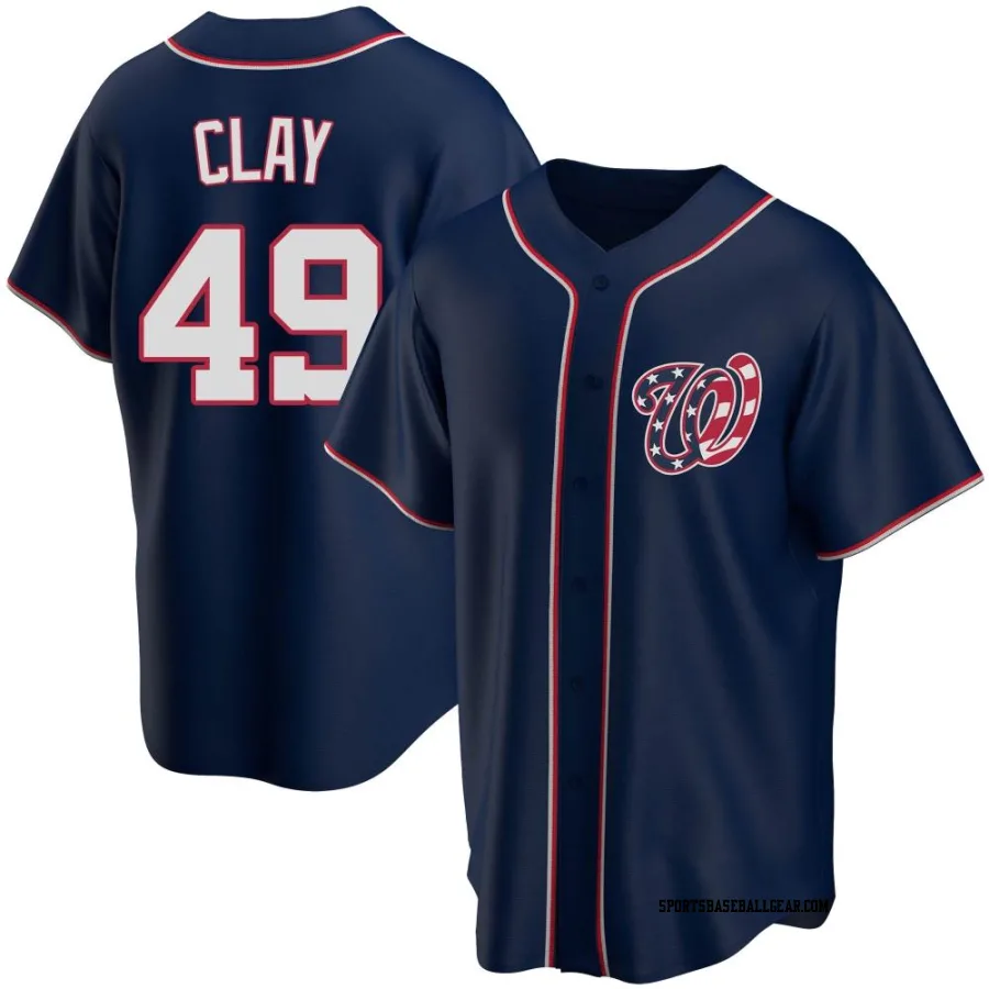 Sam Clay Men's Washington Nationals Navy Replica Alternate Team Jersey