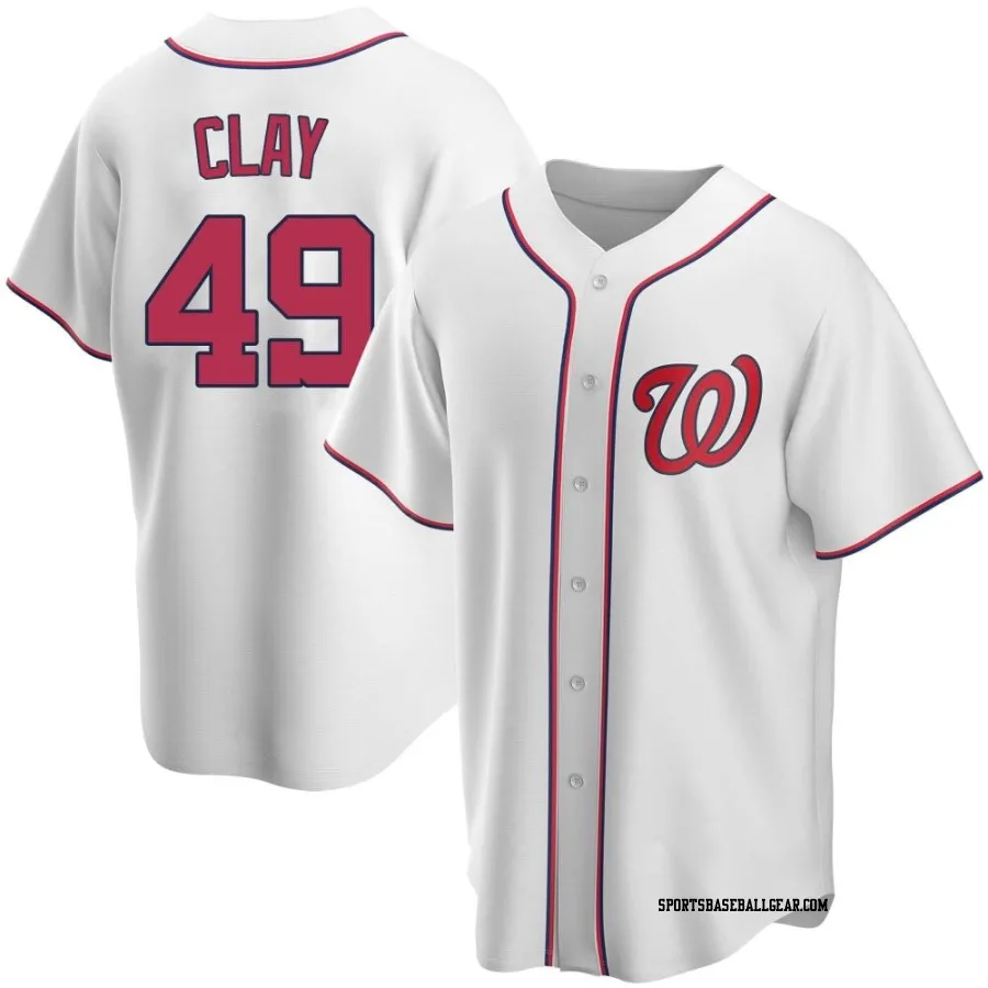 Sam Clay Men's Washington Nationals White Replica Home Jersey