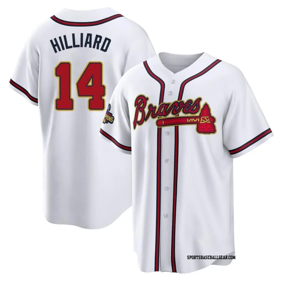 Sam Hilliard Youth Atlanta Braves Gold Replica White 2022 Program Jersey