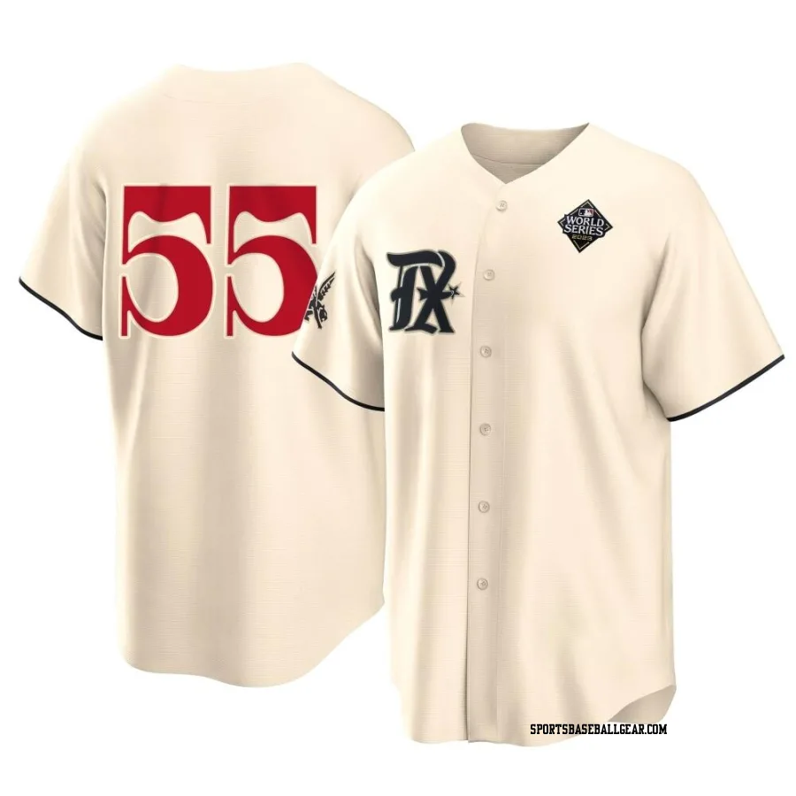 Sam Huff Youth Texas Rangers Cream Replica 2023 City Connect 2023 World Series Jersey