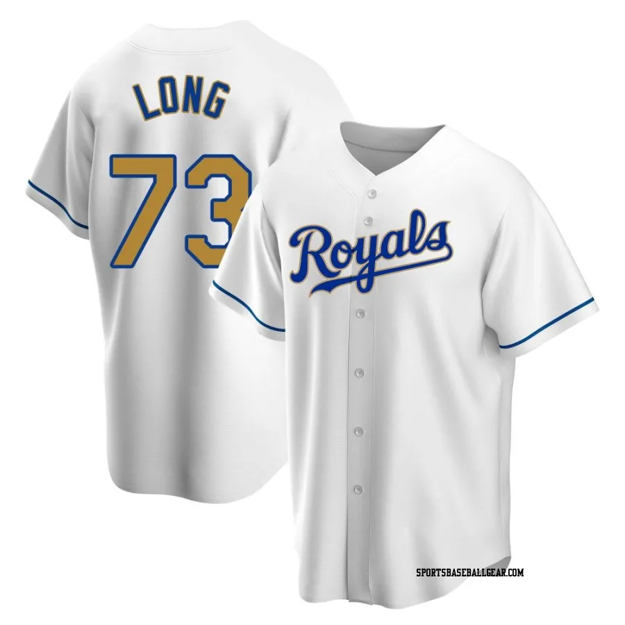 Sam Long Men's Kansas City Royals Gold Replica White Home Jersey