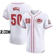 Sam Moll Men's Cincinnati Reds White Elite Home Jersey