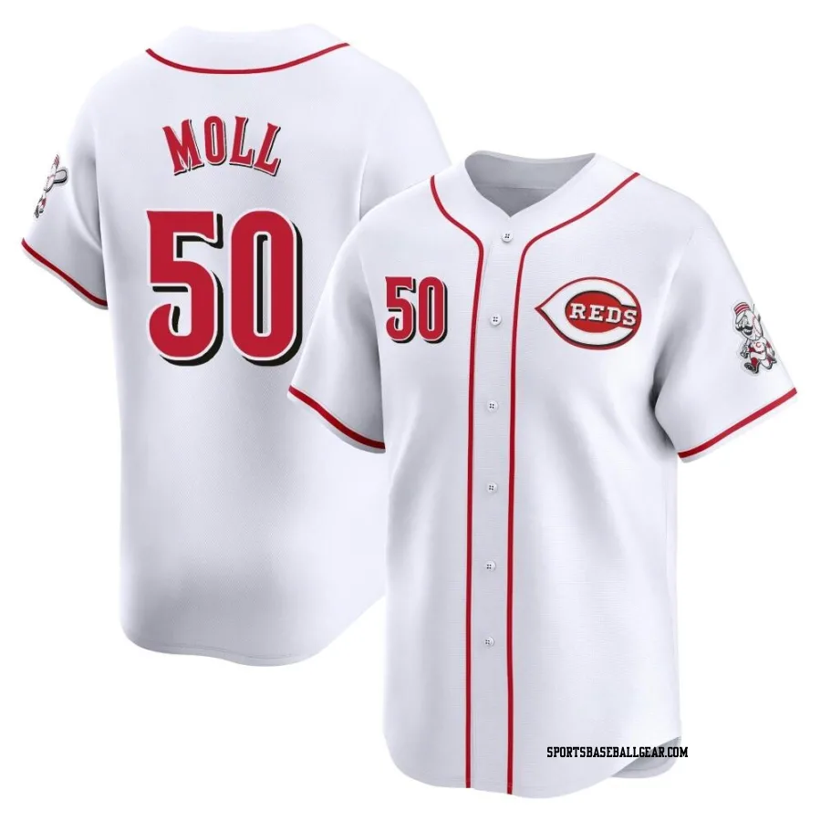 Sam Moll Men's Cincinnati Reds White Limited Home Jersey