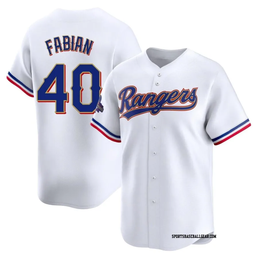 Sandro Fabian Men's Texas Rangers Gold Limited White 2024 Collection Jersey