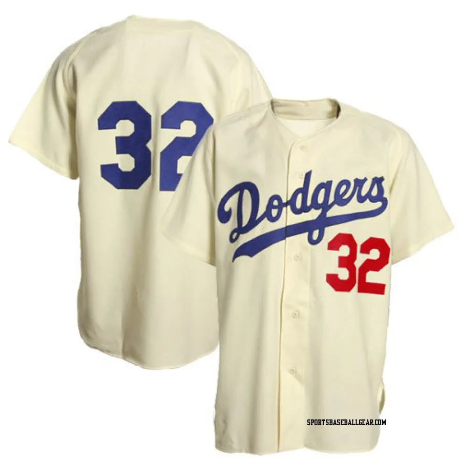 Sandy Koufax Men's Los Angeles Dodgers Cream Replica Throwback Jersey