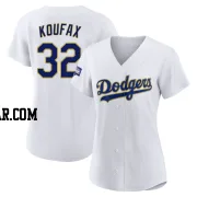 Sandy Koufax Women's Los Angeles Dodgers White/Gold Replica 2021 Gold Program Player Jersey