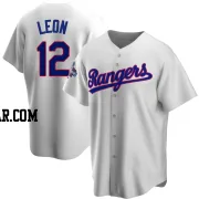 Sandy Leon Men's Texas Rangers White Replica Home Cooperstown Collection 2023 World Series Champions Jersey