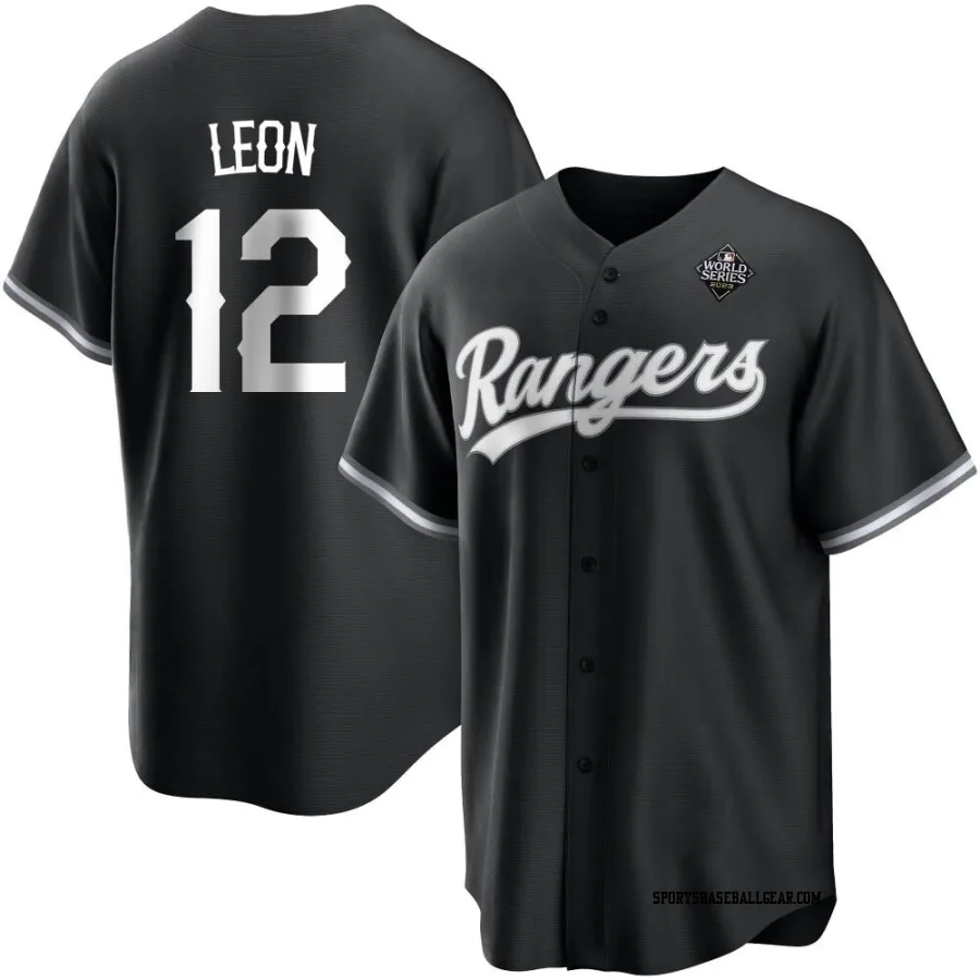 Sandy Leon Youth Texas Rangers White Replica Black 2023 World Series Jersey