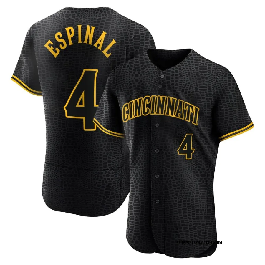 Santiago Espinal Men's Cincinnati Reds Black Authentic Snake Skin City Jersey