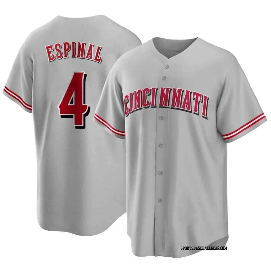 Santiago Espinal Men's Cincinnati Reds Gray Replica Road Jersey