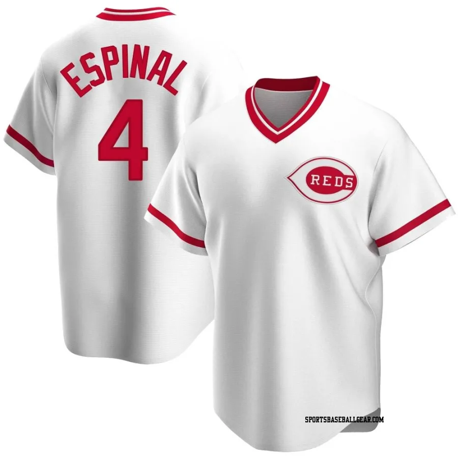 Santiago Espinal Men's Cincinnati Reds White Replica Home Cooperstown Collection Jersey