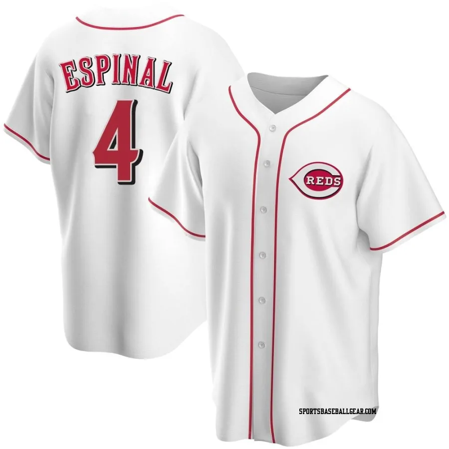 Santiago Espinal Men's Cincinnati Reds White Replica Home Jersey