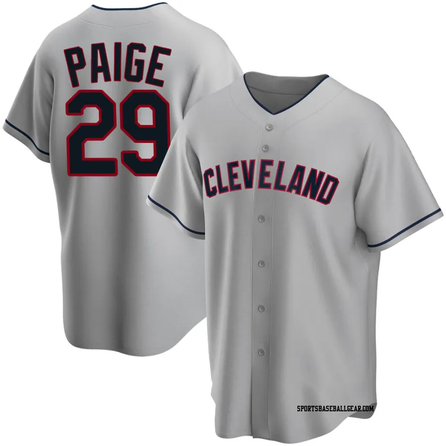 Satchel Paige Men's Cleveland Guardians Gray Replica Road Jersey