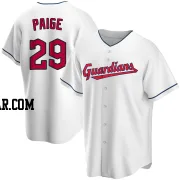 Satchel Paige Men's Cleveland Guardians White Replica Home Jersey