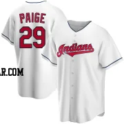 Satchel Paige Men's Cleveland Guardians White Replica Home Jersey