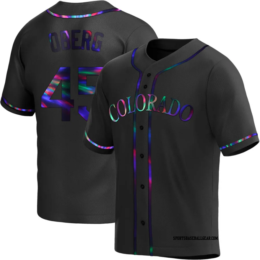 Scott Oberg Youth Colorado Rockies Black Holographic Replica Alternate Jersey