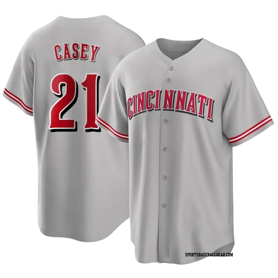 Sean Casey Men's Cincinnati Reds Gray Replica Road Jersey