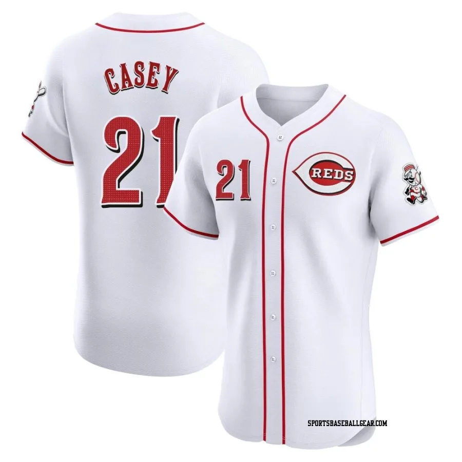 Sean Casey Men's Cincinnati Reds White Elite Home Patch Jersey