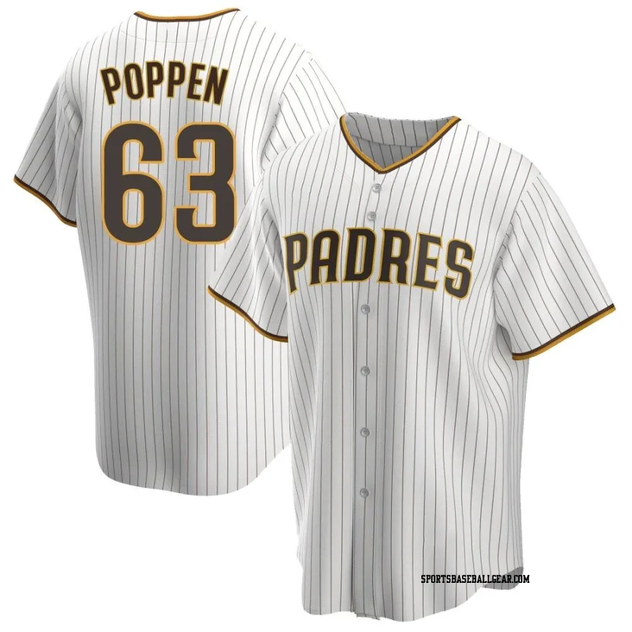 Sean Poppen Men's San Diego Padres White/Brown Replica Home Jersey