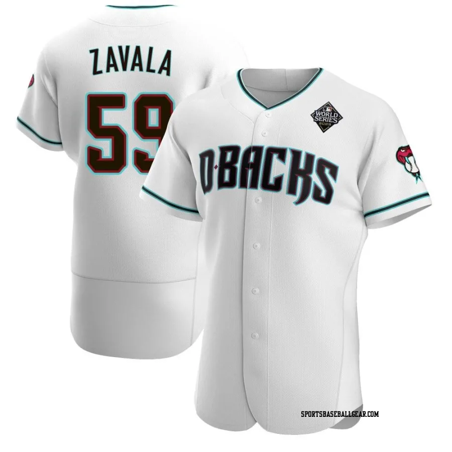 Seby Zavala Men's Arizona Diamondbacks White Authentic Teal Alternate 2023 World Series Jersey