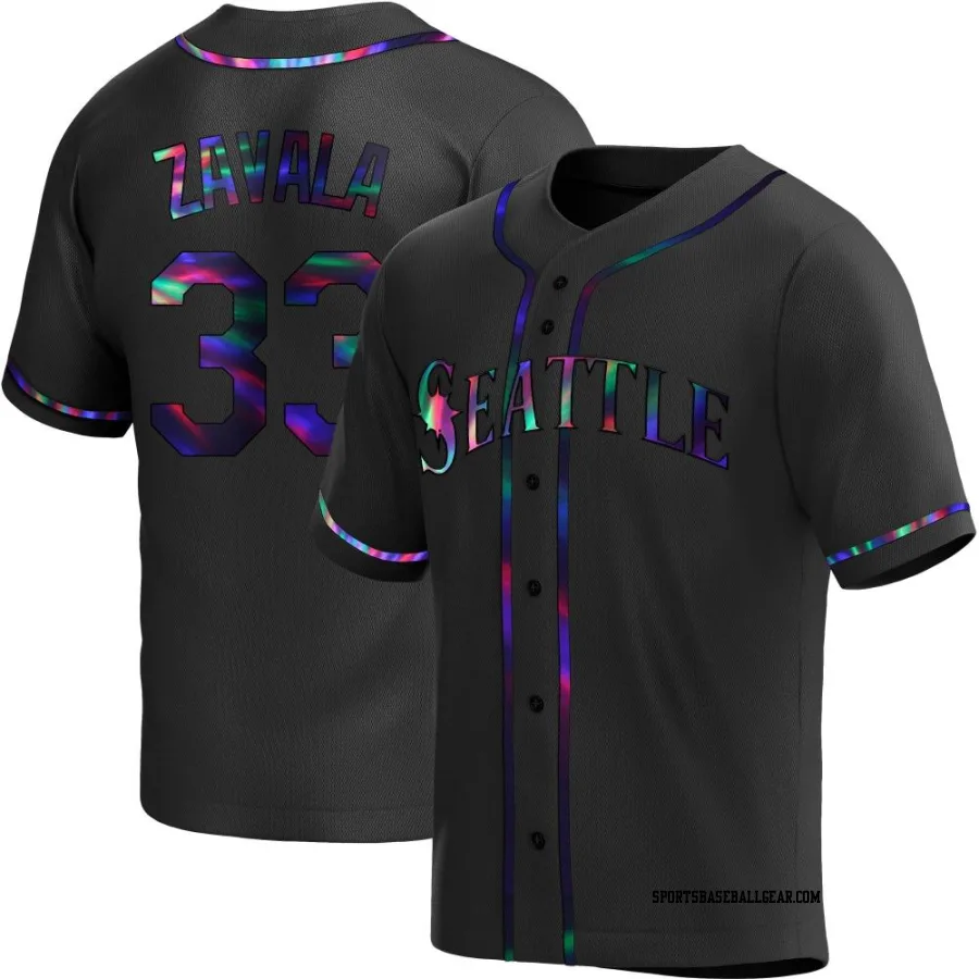 Seby Zavala Youth Seattle Mariners Black Holographic Replica Alternate Jersey