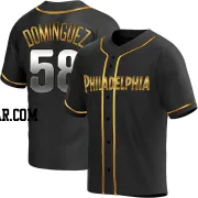 Seranthony Dominguez Men's Philadelphia Phillies Black Golden Replica Alternate Jersey