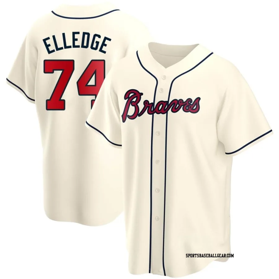 Seth Elledge Men's Atlanta Braves Cream Replica Alternate Jersey